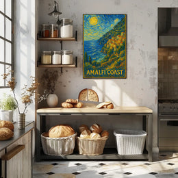 Amalfi Coast A Starry Impression Poster