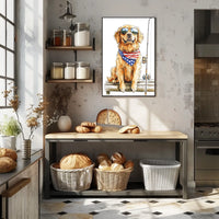 Golden Retriever Fishing With Sunglasses Bandana Poster