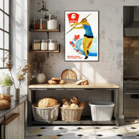 Dynamic Female Athlete Throwing Javelin Sports Poster