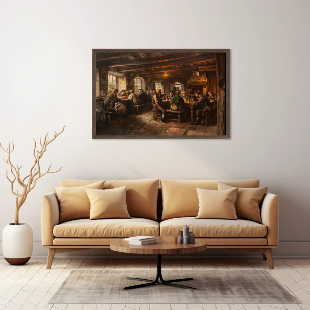 19th Century Tavern Scene Rustic Art Poster
