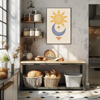 Stylized Sun and Moon Abstract Artistic Poster