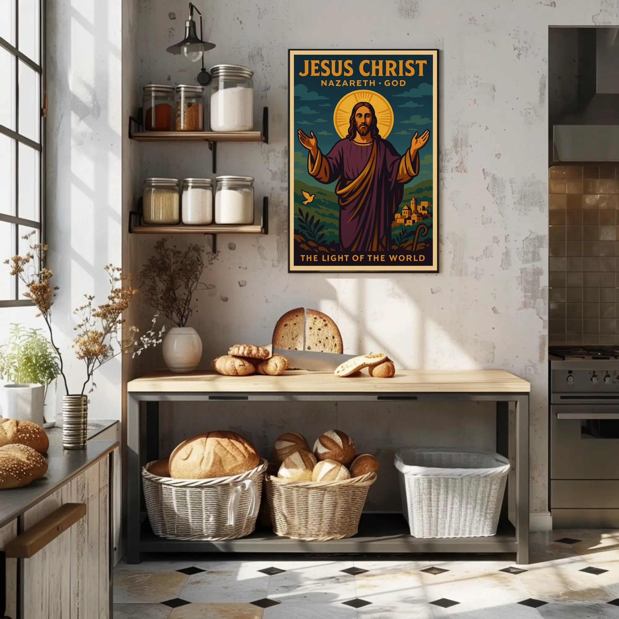 Jesus Christ Vintage Illustration: Motivational or Quote Poster
