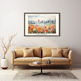 Vibrant Hong Kong Flower Market Urban Cityscape Poster