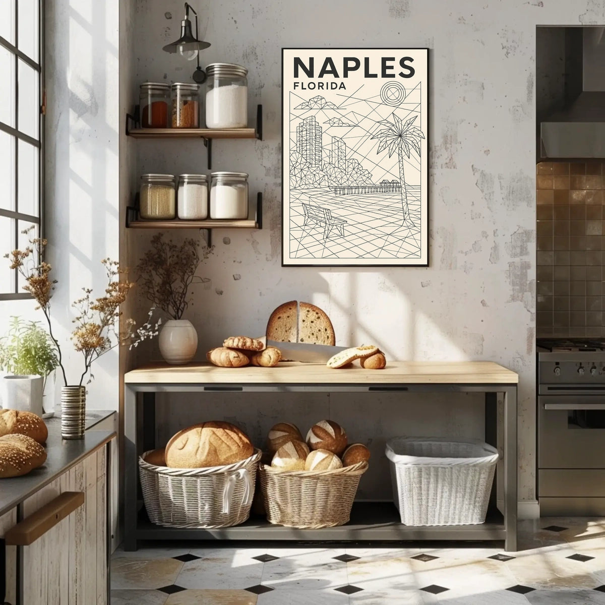 Naples Florida Geometric Coastal Art Poster 18x24 Print