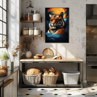 Tiger in Tropical Paradise Wall Art - Animal Poster