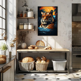 Tiger in Tropical Paradise Wall Art - Animal Poster