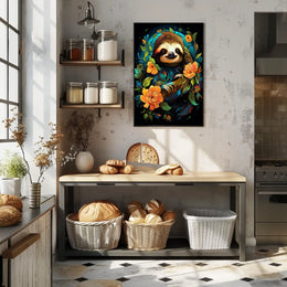 Enchanted Sloth In Bloom Poster