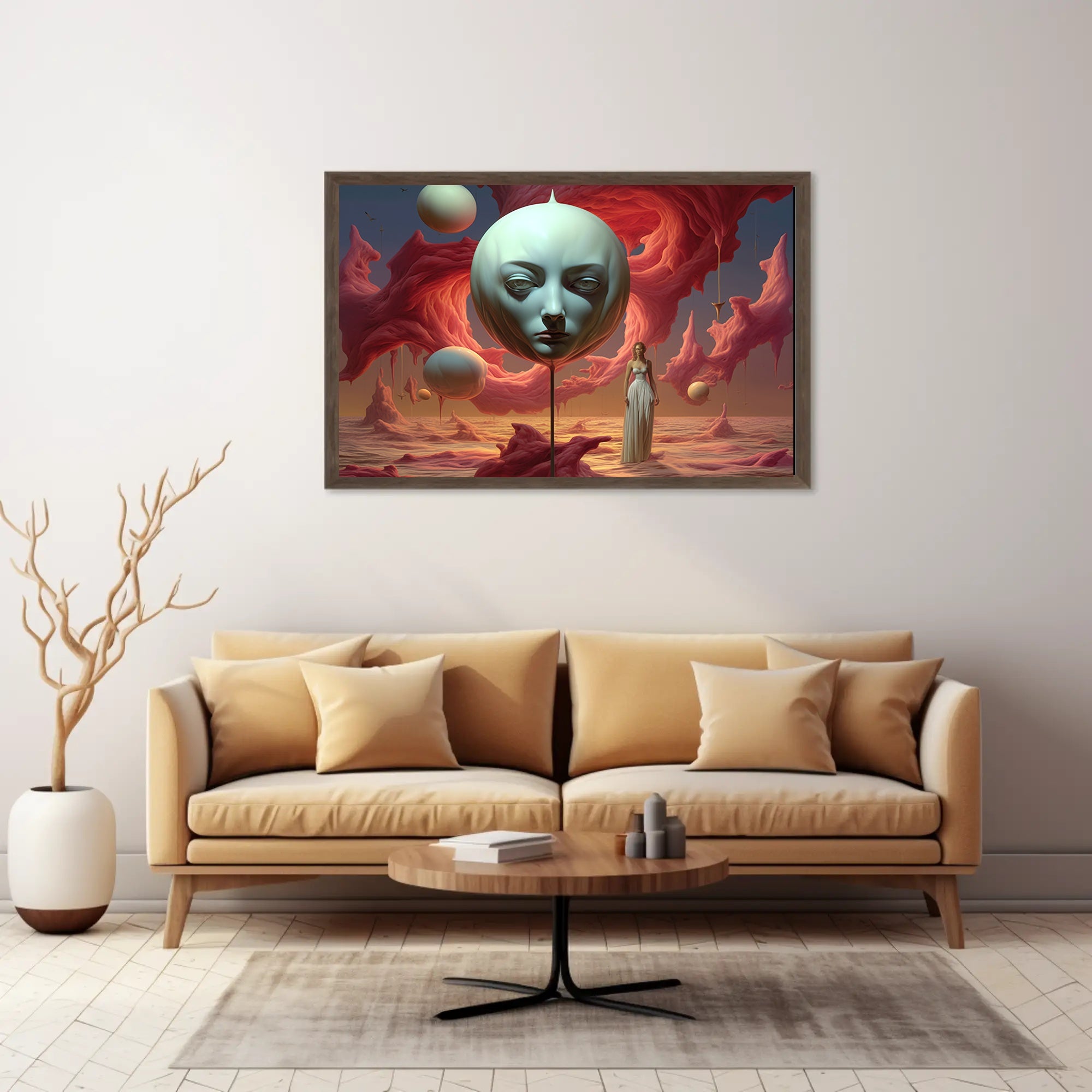 Surreal Dreamscape: Ethereal Floating Face Fantasy Poster
