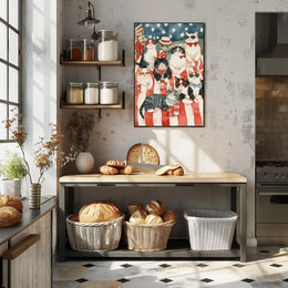 Patriotic Cats Relaxing On American Picnic Blanket Poster