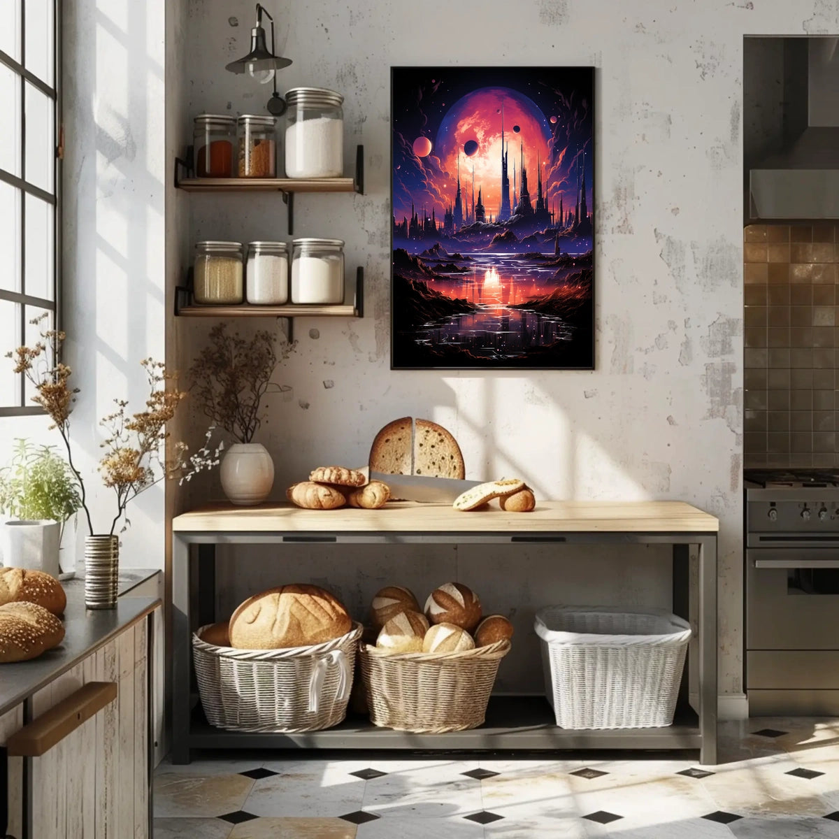 Futuristic Sci-Fi Cosmic Landscape Poster