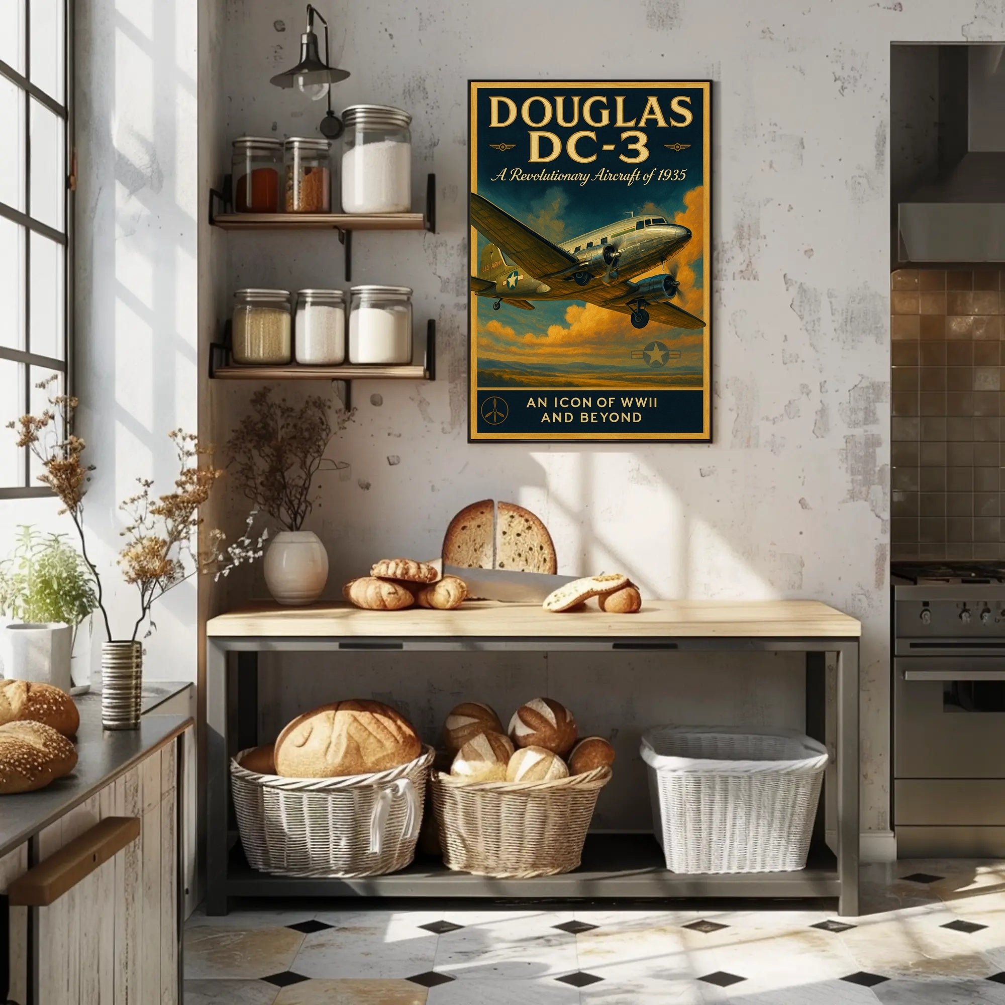 Douglas DC3 Vintage Aviation Poster Print