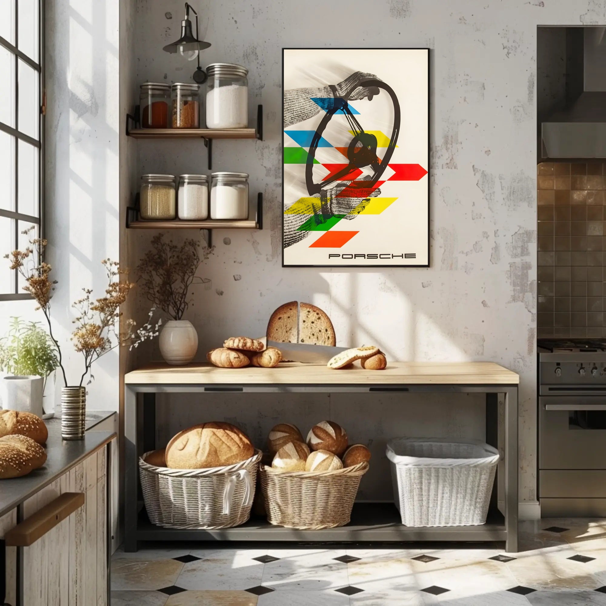 Porsche Steering Wheel Art Poster