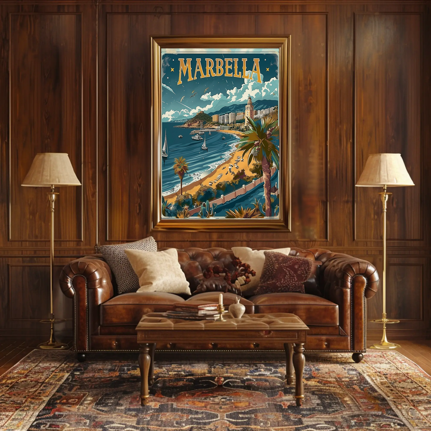 Marbella Coastal Beach Resort City Travel Poster