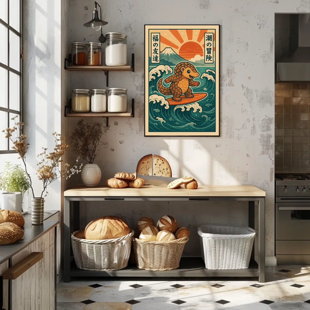 Surfing Pangolin Adventure Poster