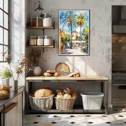 Sunlit Mediterranean Plaza Poster PosterGoat