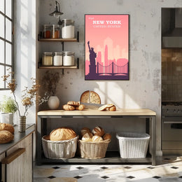 New York City Landmarks Travel Poster Modern Wall Art