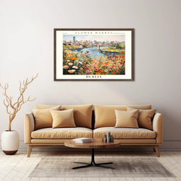 Vibrant Dublin Flower Market Impressionistic Urban or Cityscape Poster
