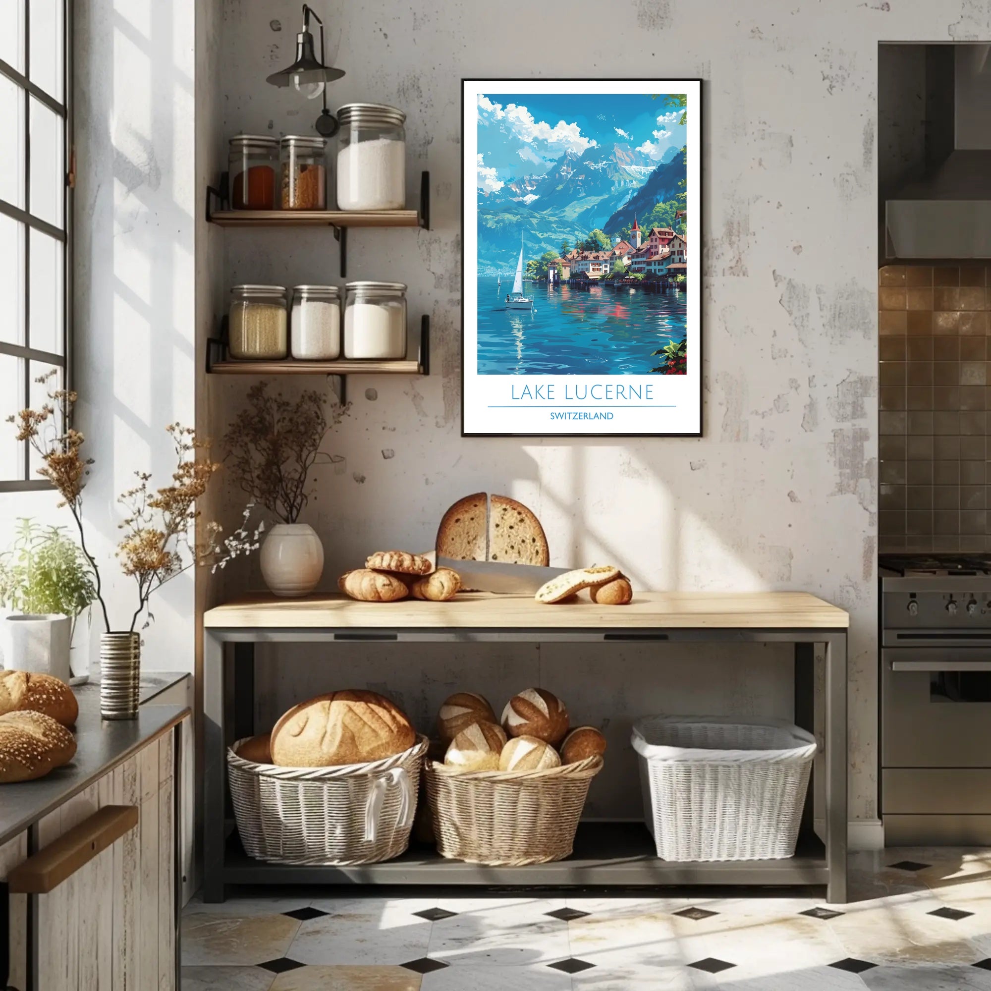 Tranquil Beauty of Lake Lucerne Poster