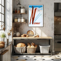 Norwegian Winter Ski Adventure Vintage Travel Poster PosterGoat