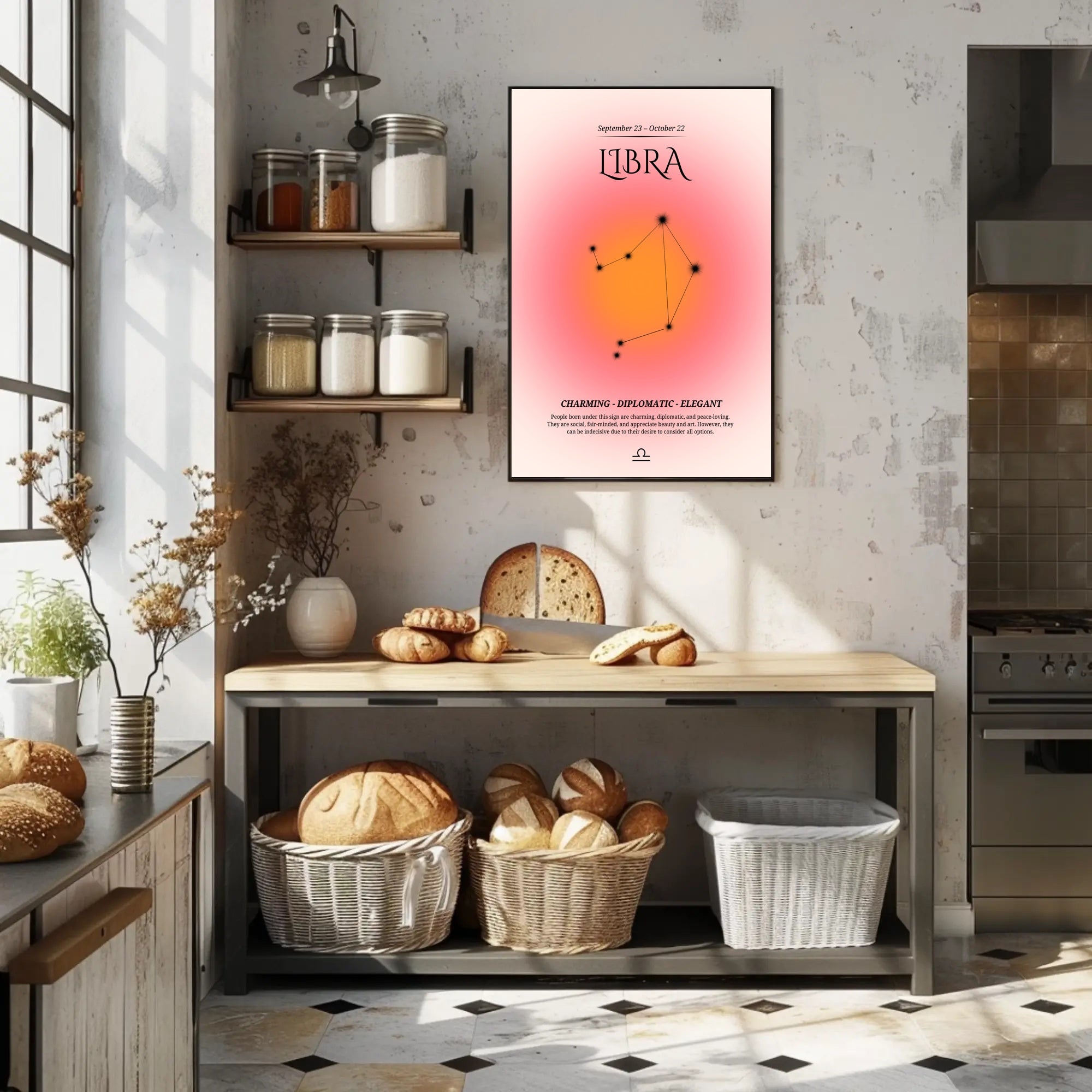 Libra Constellation Modern Art Zodiac Abstract or Artistic Poster PosterGoat