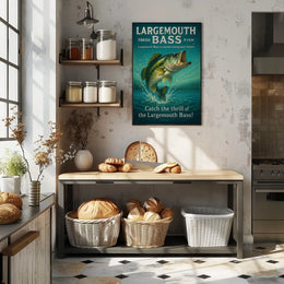 Largemouth Bass Vintage Fishing Adventure Poster