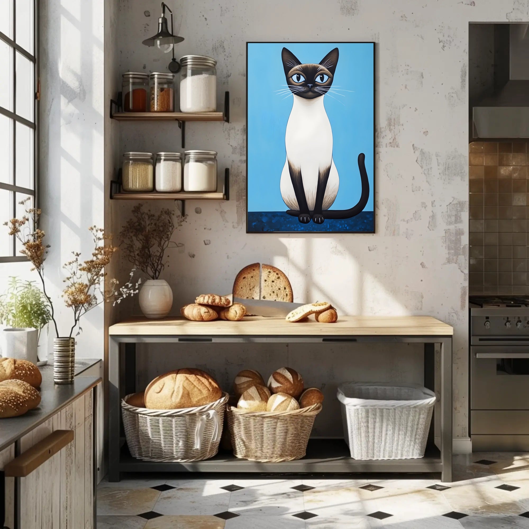 Siamese Cat Poster Modern Wall Art Print