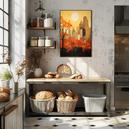 Cityscape Meets Nature in Vibrant Urban Artistry Poster