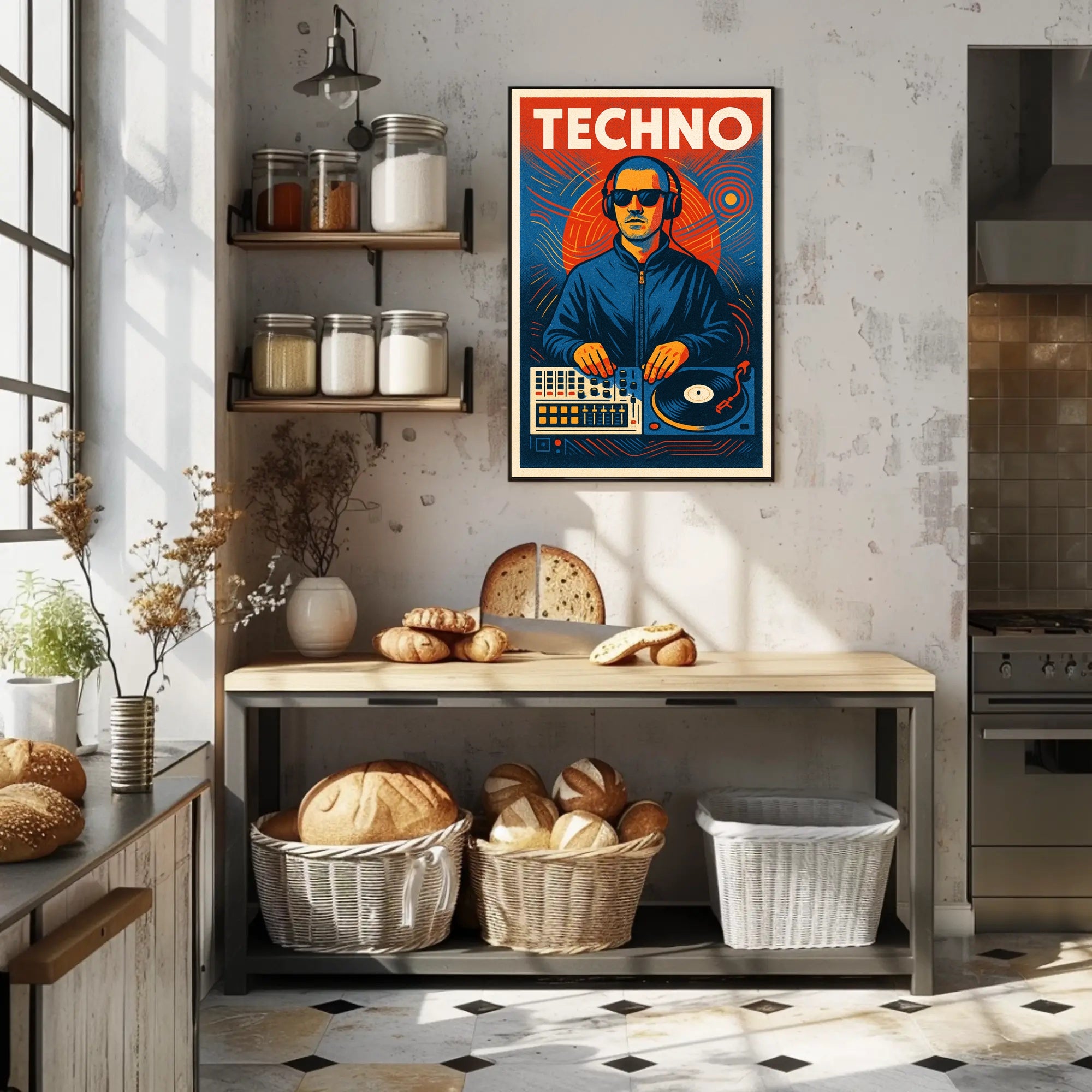 Techno Vibes Poster PosterGoat