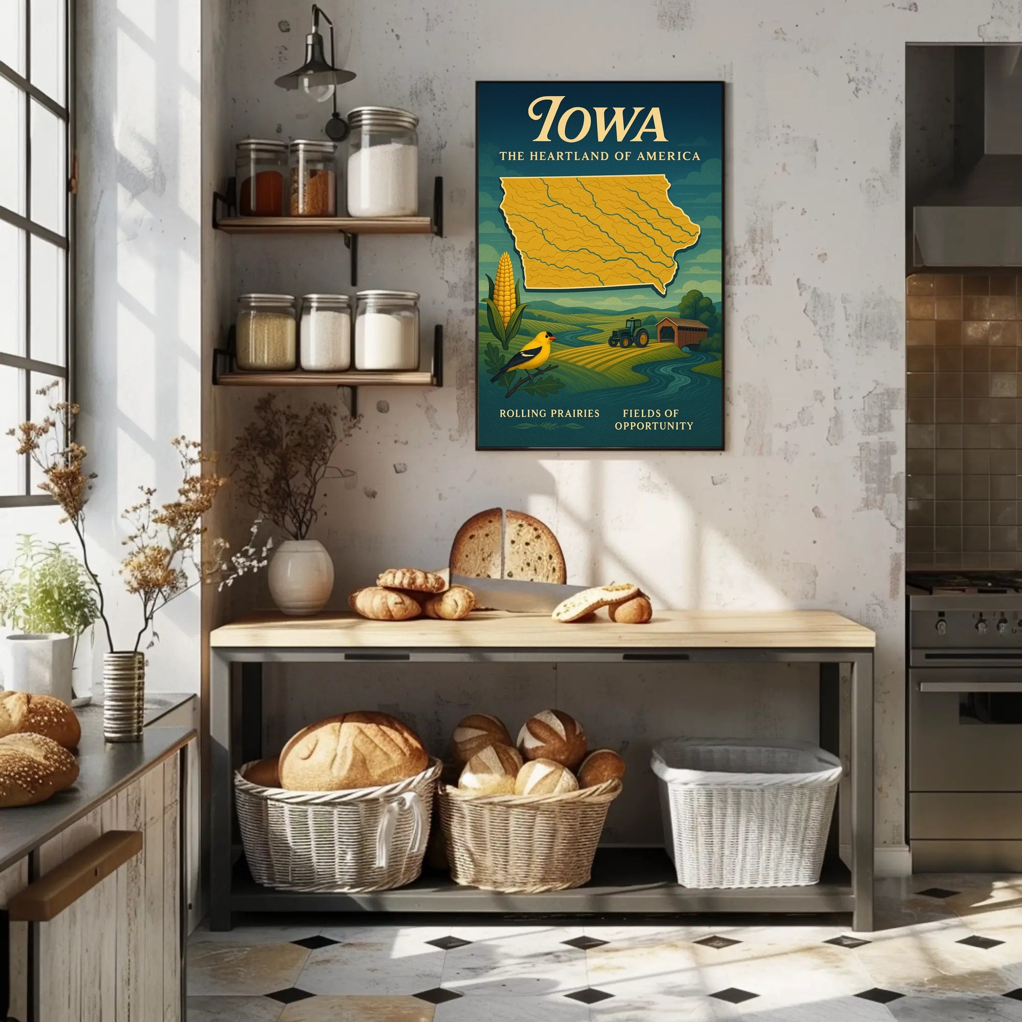 Iowa Heartland Vintage Travel Poster