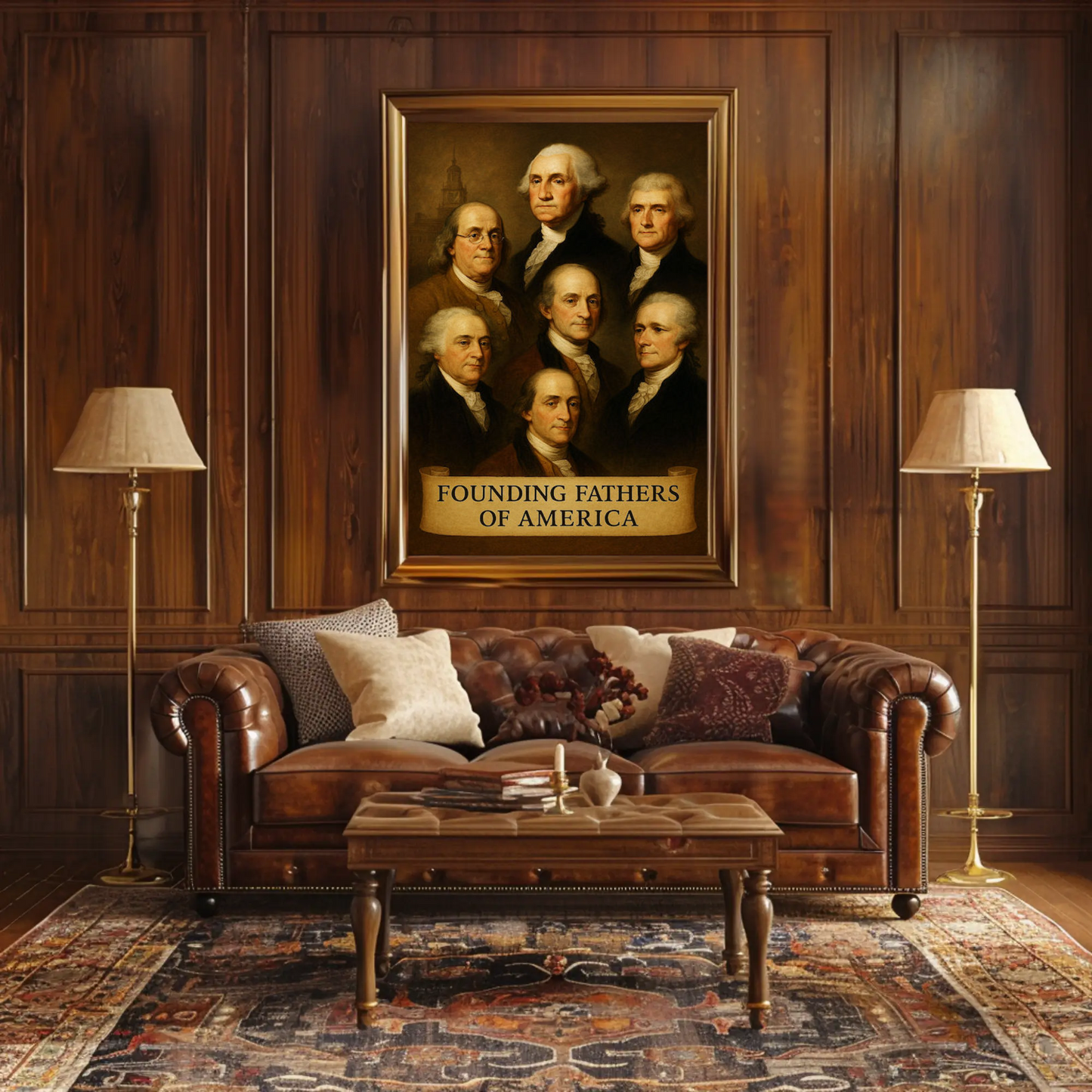 Founding Fathers Portrait Historic America Travel Poster