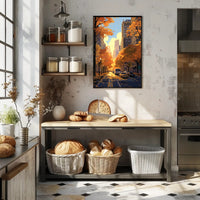 Urban Autumn Street Scene: Abstract, Artistic, or Pop Culture Poster