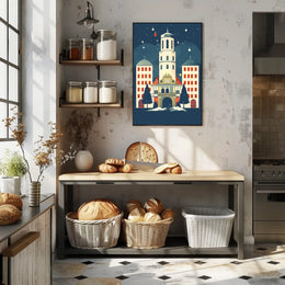 Winter Night at the Clock Tower Poster