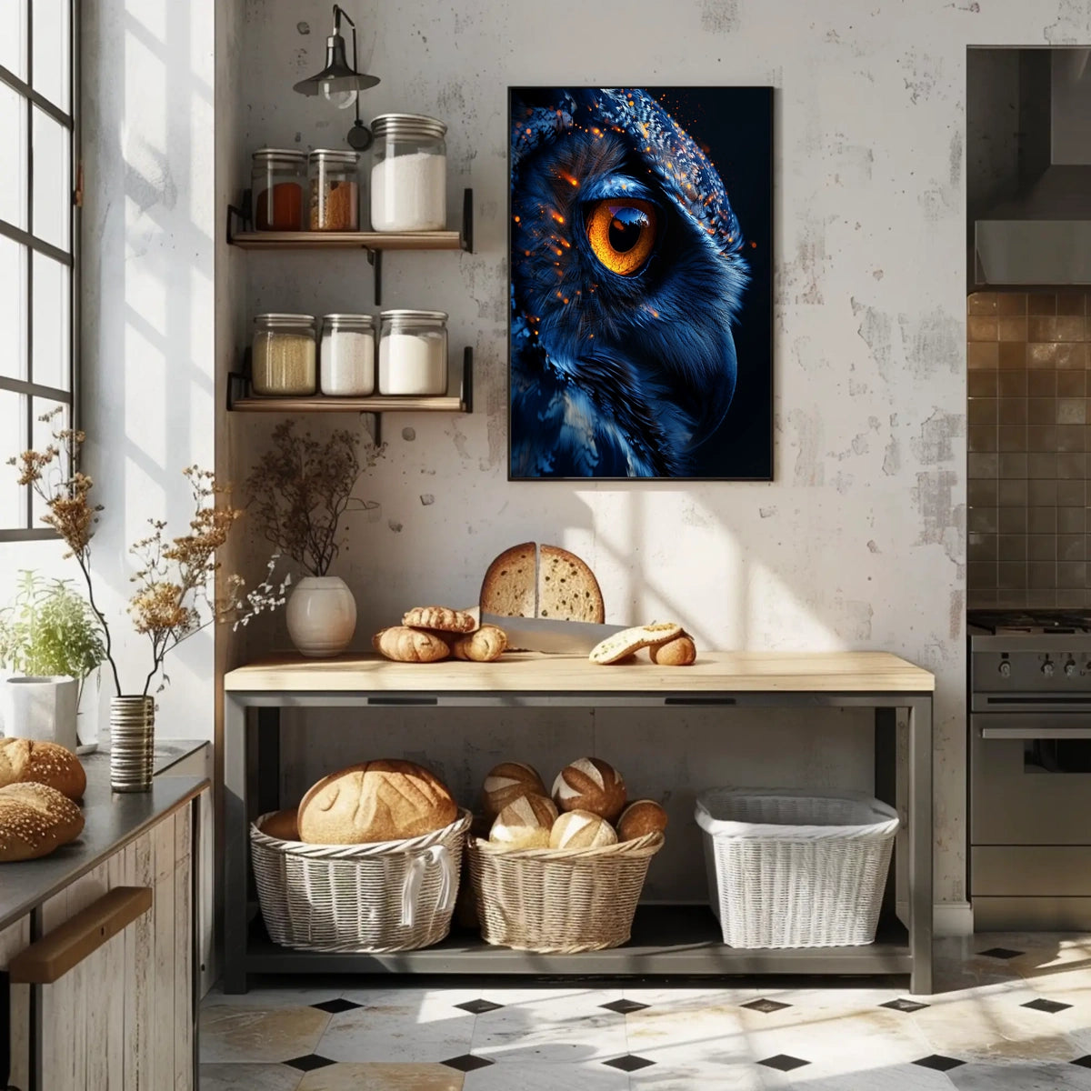 Mystical Owl Eye: Surreal Wildlife Art Poster