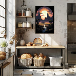 Moonlit Desert Landscape Poster