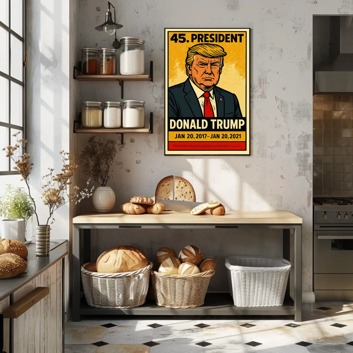 Donald Trump 45th President of the United States Inked Comic Style Poster