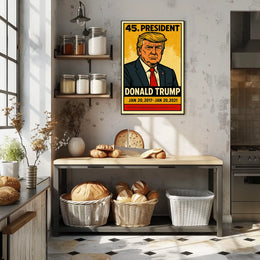 Donald Trump 45th President of the United States Inked Comic Style Poster