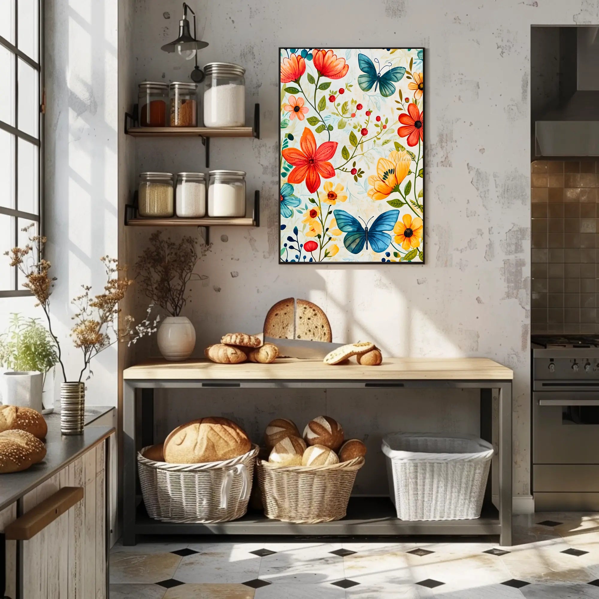 Vibrant Floral Garden: Watercolor Art Poster for Homes