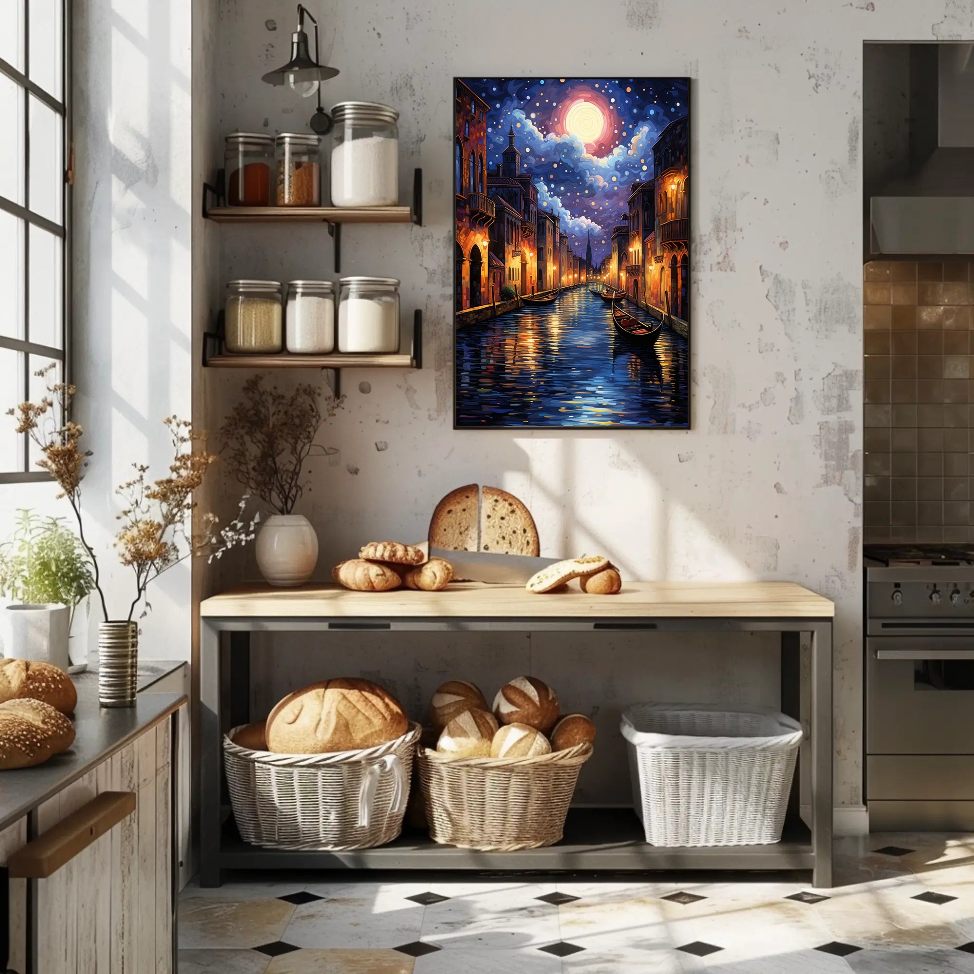 Moonlit Venice Canal Poster