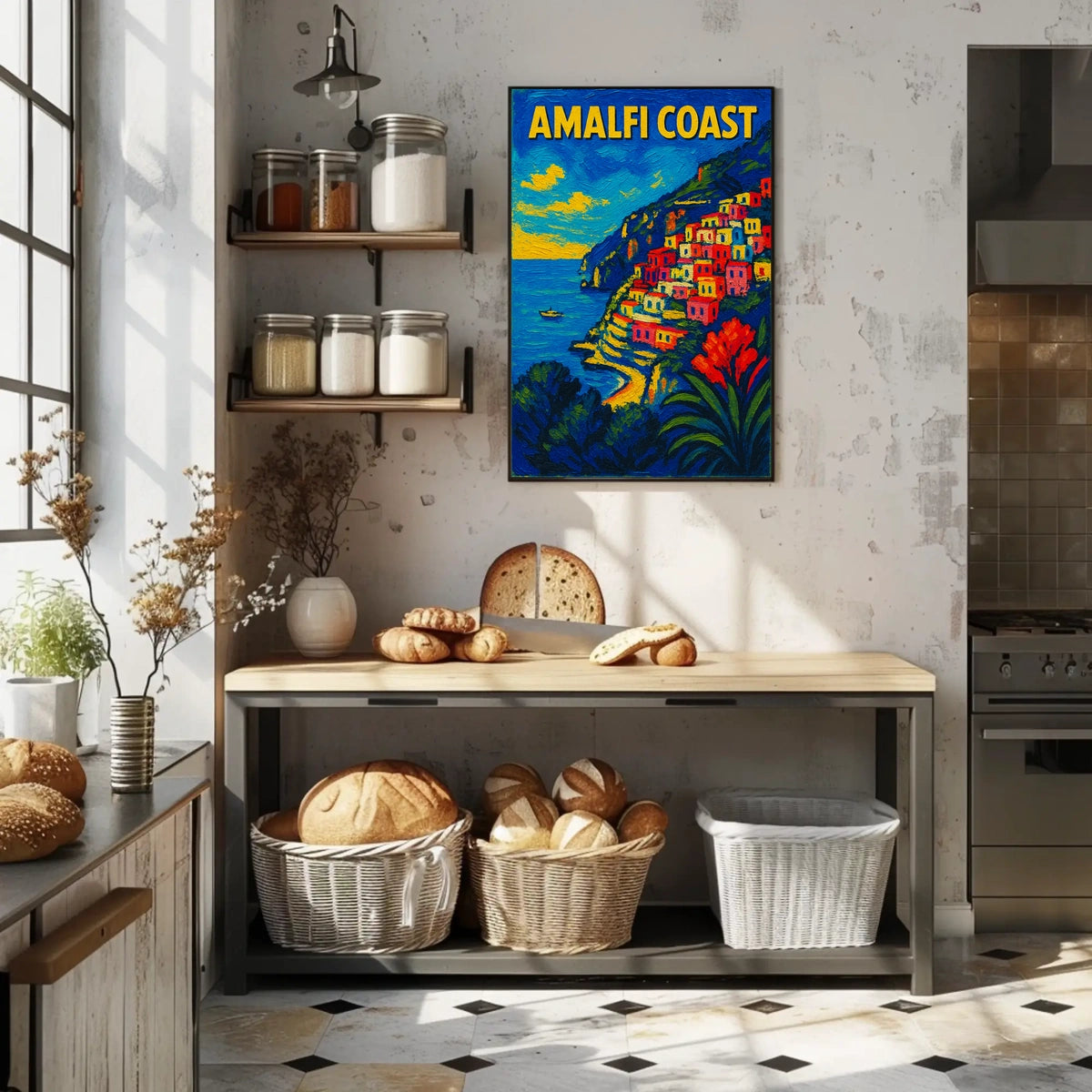 Amalfi Coast Poster Wall Art 18x24 Coastal Landscape