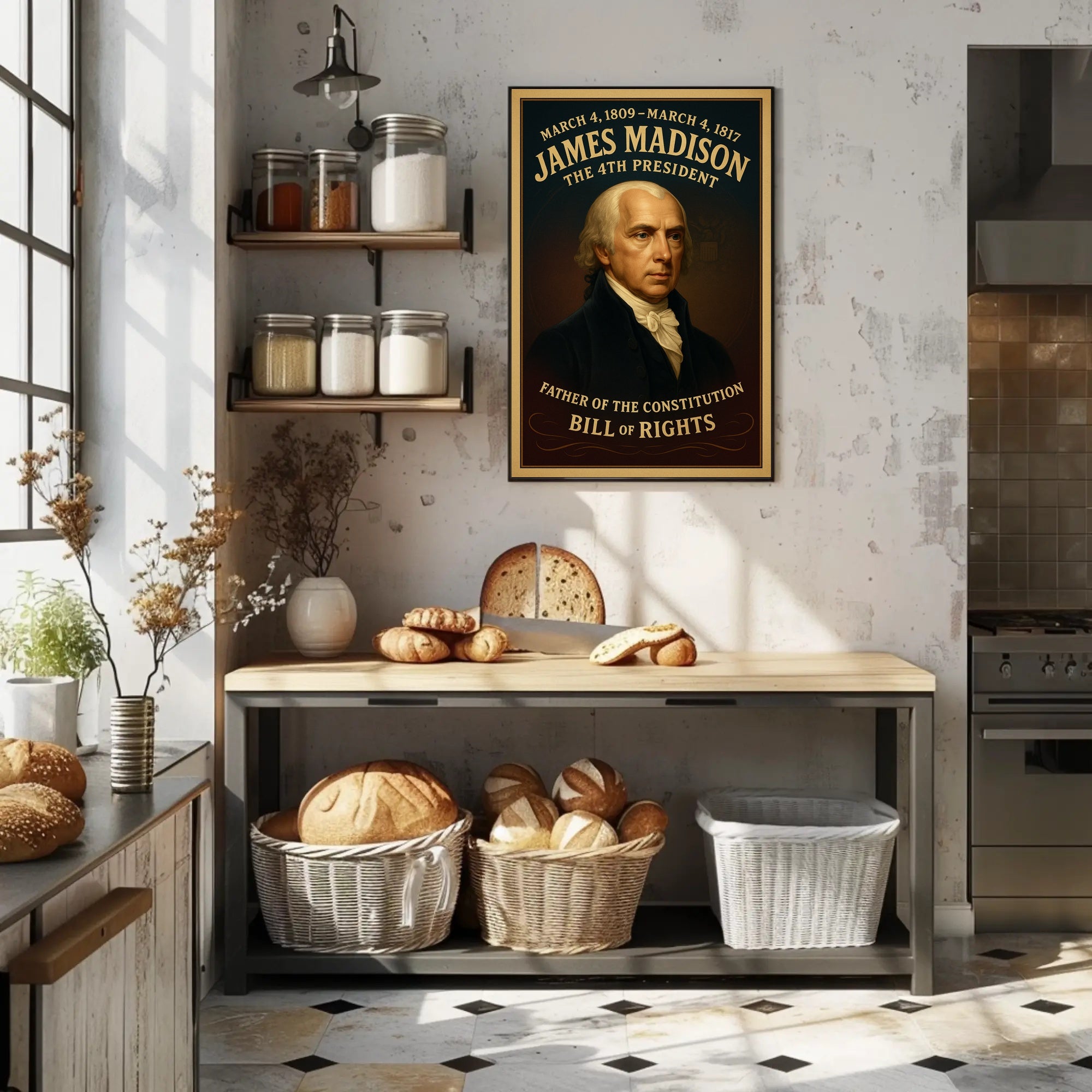 James Madison Presidential Legacy Vintage Historical Poster PosterGoat
