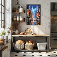 Neon Skyline of Futuristic East Asian Cityscape Poster