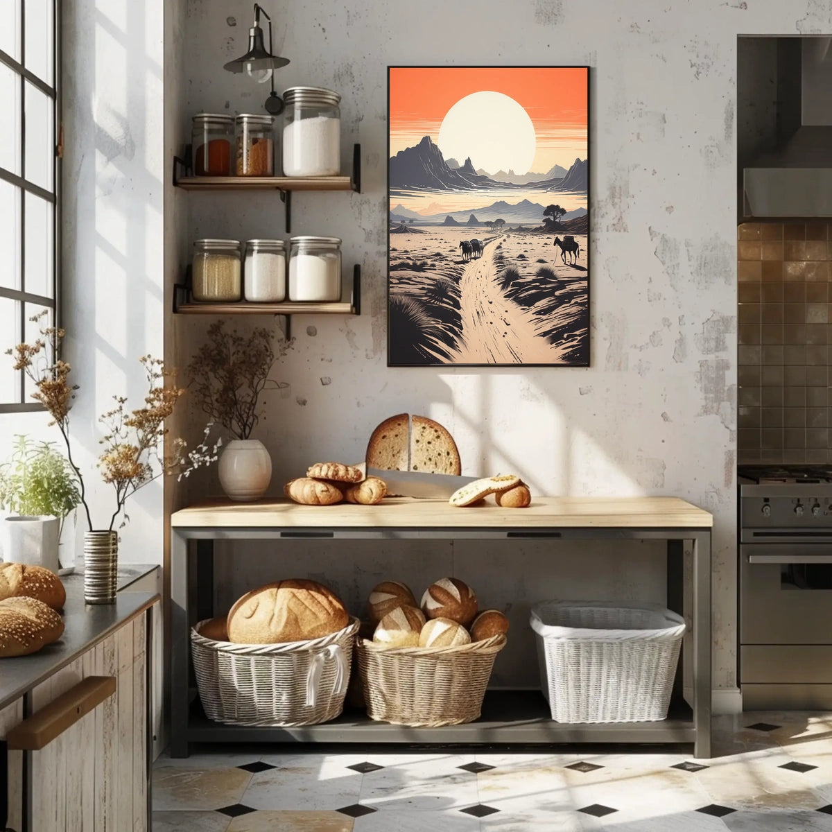 Desert Adventure Sunset: Modern Travel Exploration Poster