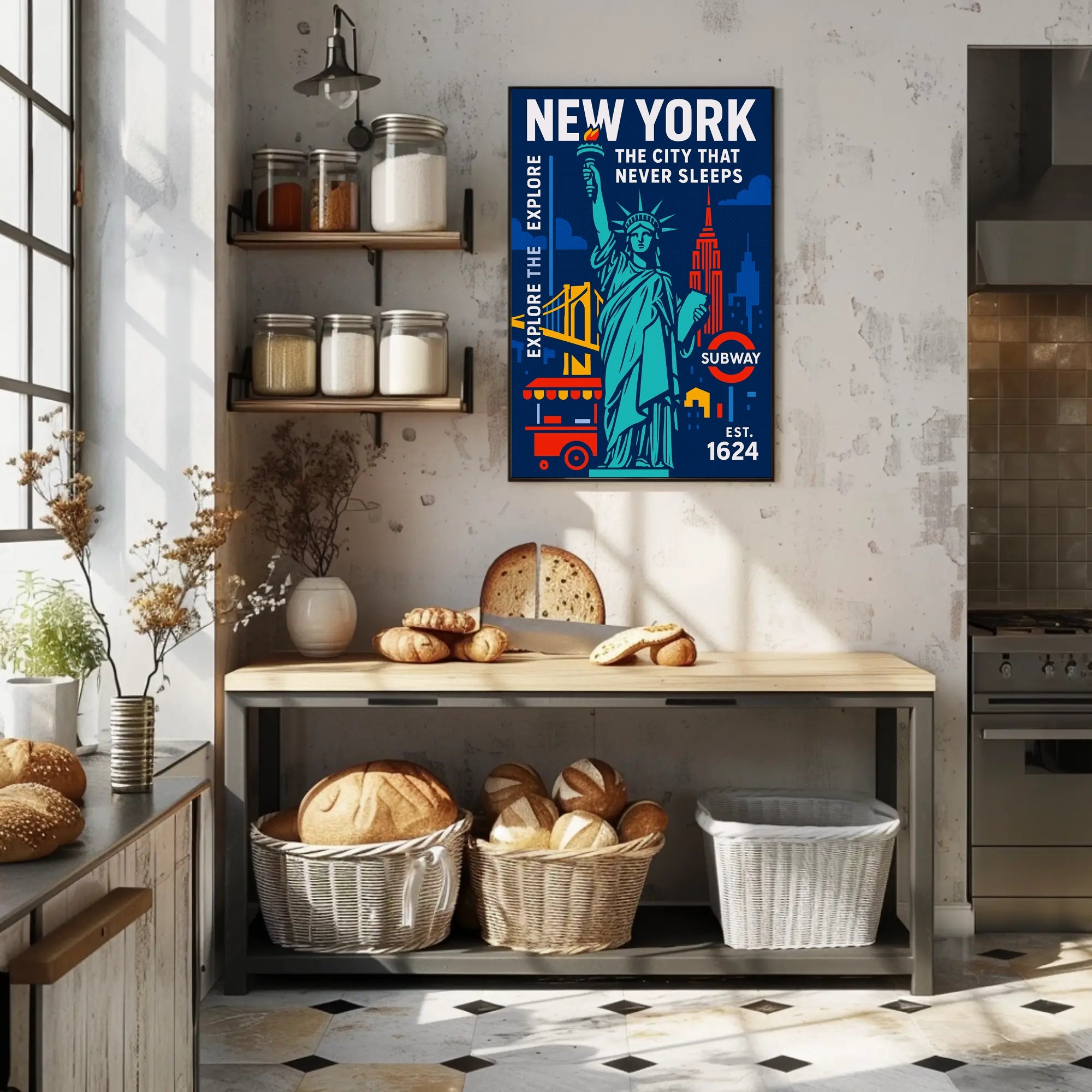 Explore New York City in Vibrant Urban Cityscape Poster