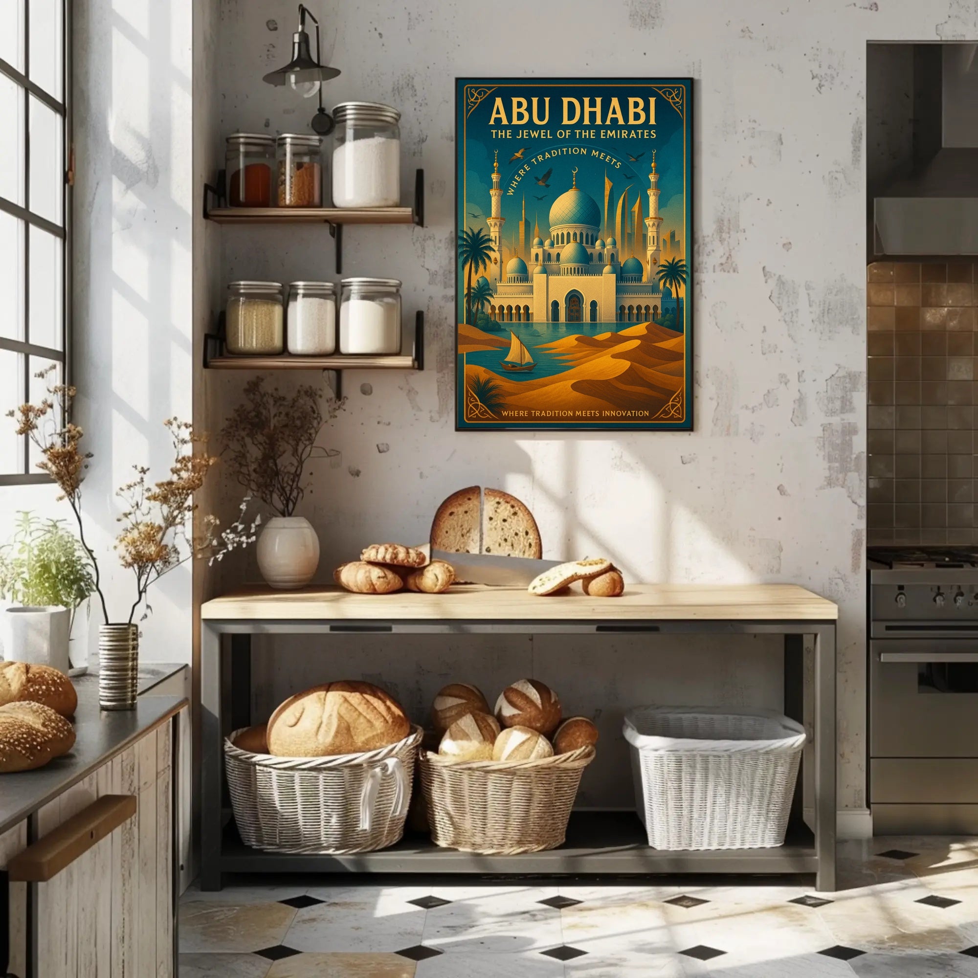 Abu Dhabi Elegance: Modern Meets Vintage Cultural or Heritage Poster