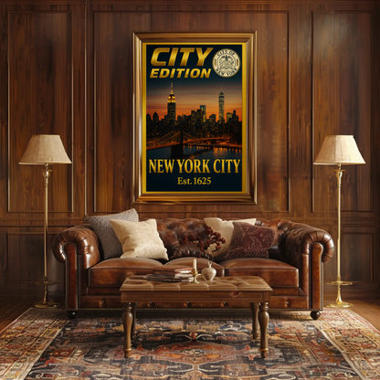New York City Skyline City Edition Travel Poster