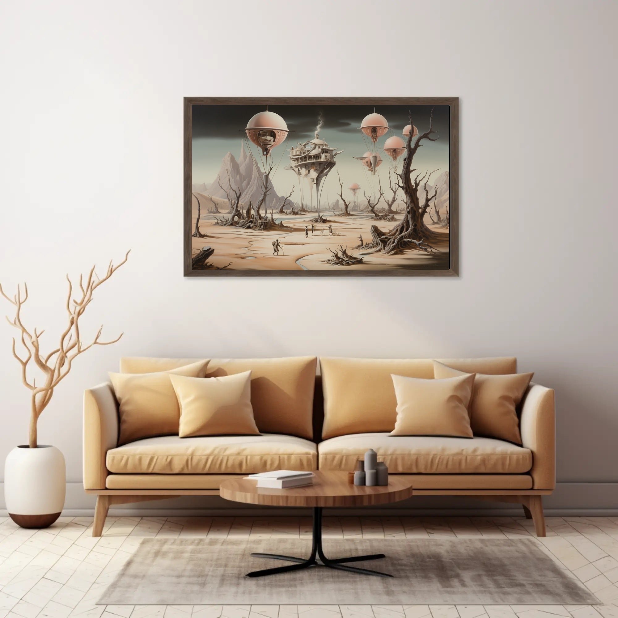 Surreal Landscape with Futuristic Technology Sci-Fi Poster