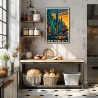 New York City Poster Vintage Travel Cityscape Wall Art