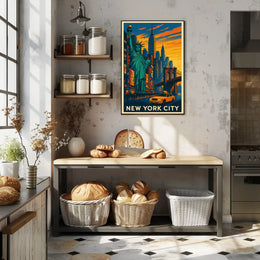 New York City Poster Vintage Travel Cityscape Wall Art