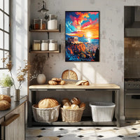 Ancient Greek Temple at Sunset Cultural or Heritage Poster