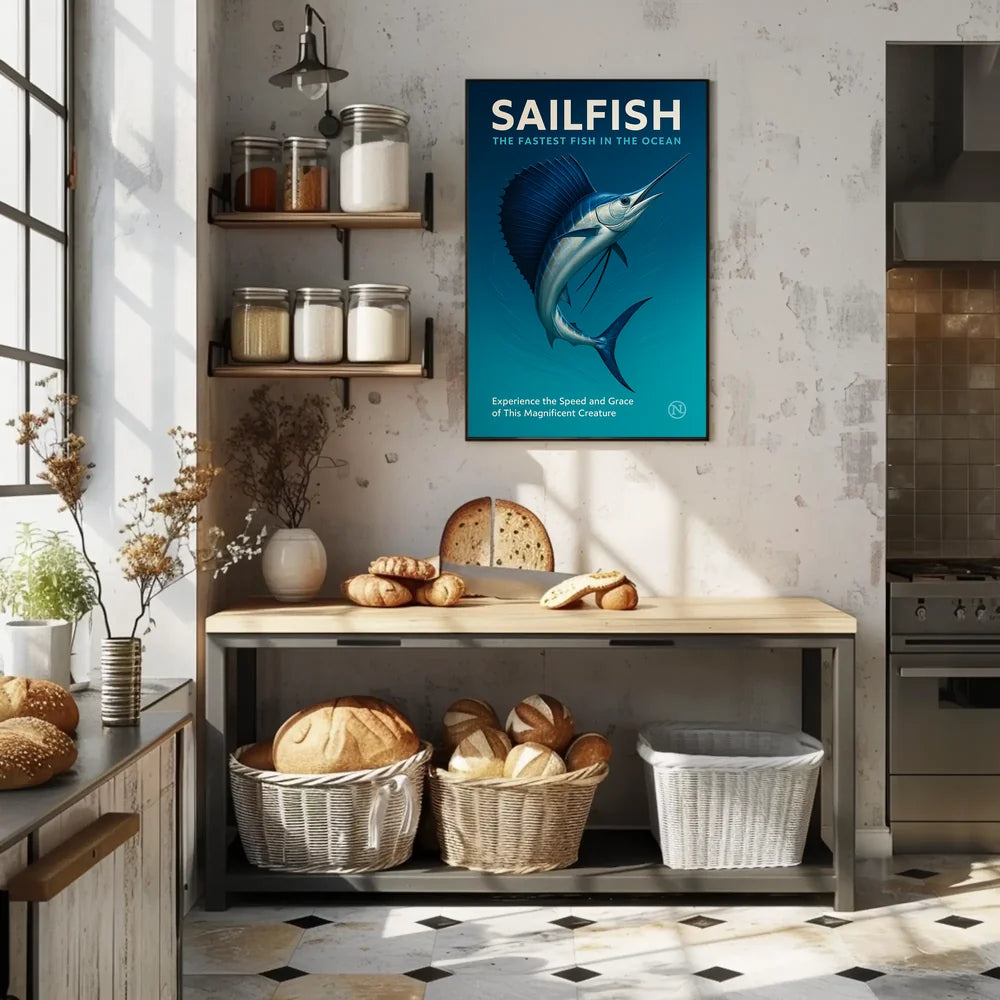 Sailfish Speed and Grace Photorealistic Animal Poster PosterGoat